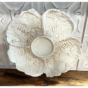 Vintage Italian White Ceramic Flower Chip&Dip/Artichoke Platter Italy Marked 10"